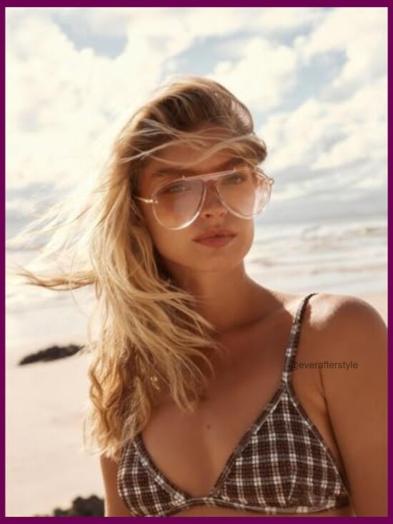 Oversized Aviator Sunglasses Gold Metal Tangle Free Retro main image 7